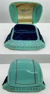 VTG - FANTASTIC DECO RING DISPLAY BOX TEAL ROYAL BLUE VELVET (B491) - Picture 1 of 11