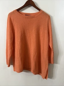 MAGASCHONI 100% Cashmere Womens Sz L Orange Sweater Tunic asymmetric Hem Fall - Picture 1 of 5