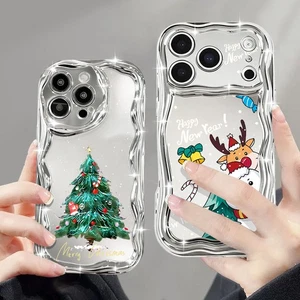 Funda Navidad Para iPhone 17 Pro Max Air 16 15 14 13 12 Espejo Rizado Teléfono Cubierta - Imagen 1 de 19