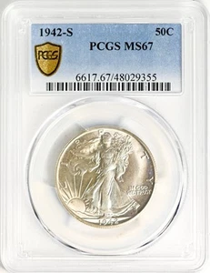 1942-S WALKING LIBERTY 50C PCGS MS 67 - Picture 1 of 4