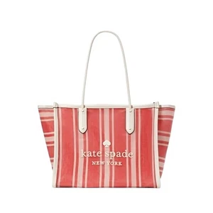 Kate Spade New York Ella XL Beach Chair Striped Mesh Tote Heirloom Tomato NWT - Picture 1 of 5