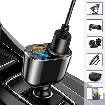 Practical Car Charger Socket Splitter Blue LED 3-USB Port 360 ° Accessory - Image 1 of 4