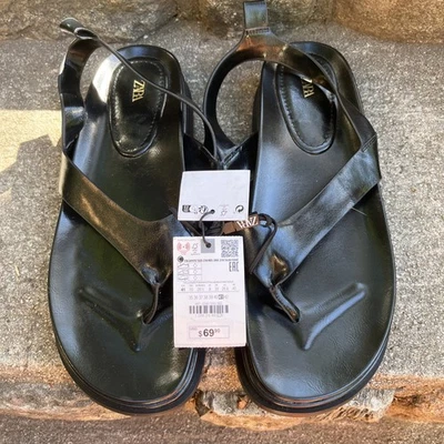 Sandalias de Tanga de Plataforma Gruesa de Cuero Zara Nuevas con Etiquetas Talla EU 41/US 10.5 Foto 1 de 4