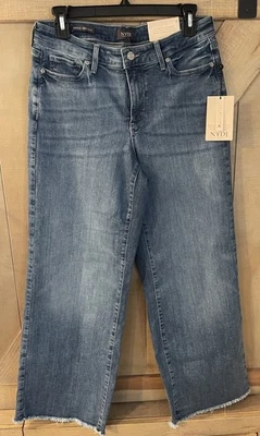 NYDJ Teresa Wide Leg Frayed Hem Ankle Jeans Color Bluewater Size 6 NWT💚 - Image 1 of 4