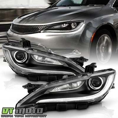 For 2015-2017 Chrysler 200 Chrome w/ LED DRL Halogen Headlights Pair Left+Right - Image 1 of 4