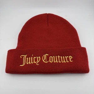 JUICY COUTURE Red Knit YES OUI CAN Beanie Hat New, no Tag. #D - Picture 1 of 7