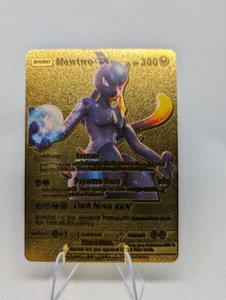 Carte Pokemon Mewtwo GX Dark Nova feuille d'or fan art vinyle texturé collector - Photo 1/3