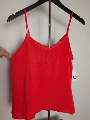 So Women's Deep Red Cami Cropped With Adjustable Straps Size M - Image 1 of 4