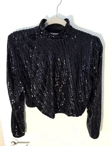 Blusa Zara paillettes manica lunga taglia M - Foto 1 di 8