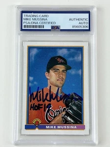Mike Mussina 1991 Bowman #97 Signed Auto Rookie RC HOF 19 Inscription PSA/DNA - Bild 1 von 2