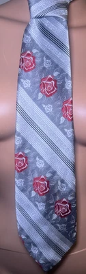 Corbata vintage años 70 GÓTICA GRUNGE ROSES roja negra plata gris 4" ancho 55" largo Foto 1 de 4