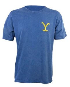 Authentic YELLOWSTONE Mineral Wash Logo Blue T-Shirt S NEW - Picture 1 of 3