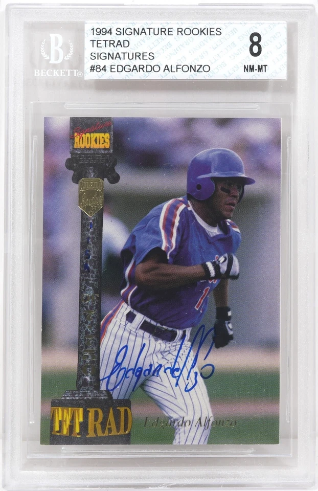 1994 Signature Rookies Tetrad Signed #84 Edgardo Alfonzo Baseball Card Beckett 8 - Image 1 of 3