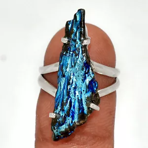 Treated Rainbow Aura Kyanite 925 Sterling Silver Ring Jewelry s.8 CR37607 - Picture 1 of 1