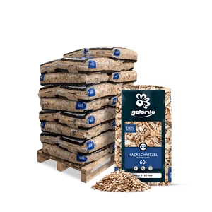 Palette 26×60 l 1560 l Holzhackschnitzel natur – Kiefer | Mulch Dekor - Bild 1 von 10