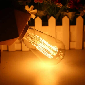E27 Screw Cap Edison Bulb Tungsten Filament Dimmable Squirrel Cage ST64 220V 40W - Picture 1 of 12