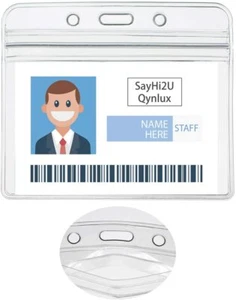 WATERPROOF ID Card Holder Credit Clear hospital Travel Badges school Disneyland - Picture 1 of 8
