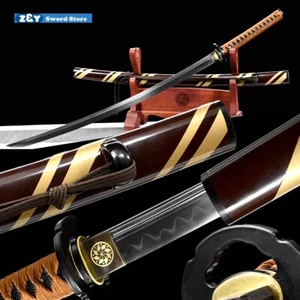 Clay Tempered Carbon Steel Sharp Katana，Japanese Samurai Sword Full Tang -Q8326 - Picture 1 of 10