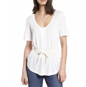 NWT J Crew Tie Waist Top Tee Lightweight Short Sleeves White Sz 3XS - Picture 1 of 9