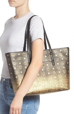 NW AUTH  MCM GRADUATION VISETOS CAVAS SHOPPER TOTE BLACK  RET$848 WHAT BARGAIN - Image 1 of 4