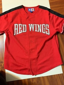 Camiseta deportiva de hockey Detroit Red Wings NHL/niños mediana/manga corta/botón/abajo delantera - Imagen 1 de 4