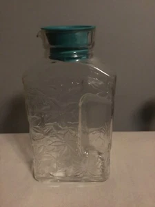 Princess House Juice Container With Turquoise Stopper Fantasia Pattern Vtg - Picture 1 of 4