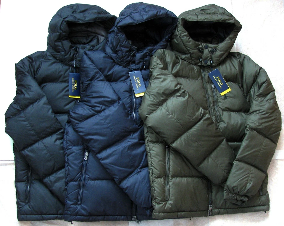 NUEVO Polo Ralph Lauren Hombres Ripstop Repelente al Agua Plumón Chaqueta Negro Azul Marino Loden Foto 1 de 1