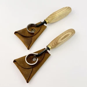 Hook and Scorp Knives – Forged Steel, Ash Wood Handles, Leather Sheaths - Picture 1 of 10