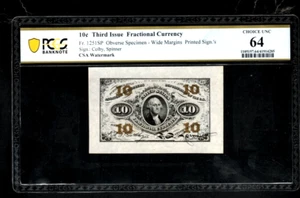 Fr# 1251 spwmf 10c 2nd Issue Wide Margin Specimen PCGS 64 Choice Unc. - A28 - Picture 1 of 2