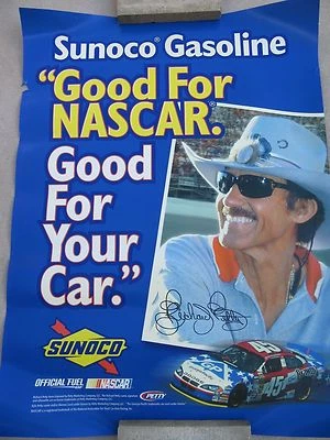 Vintage Nascar Richard Petty Poster 59x44 LARGE Sunoco Gas Promo Racing Fuel Ad  - Image 1 of 4