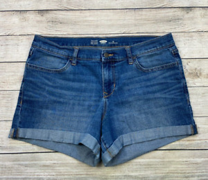Old Navy Size 12 Semi Fitted Denim Jean Shorts Cuffed Womens Mid Rise X38