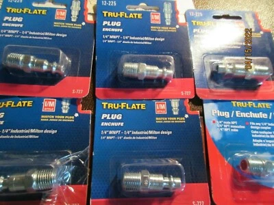PLEWS EDELMANN 6 Tru-Flate Air Line Compressor Fitting 1/4" Male Hose Plug #12-225 I/M Style
