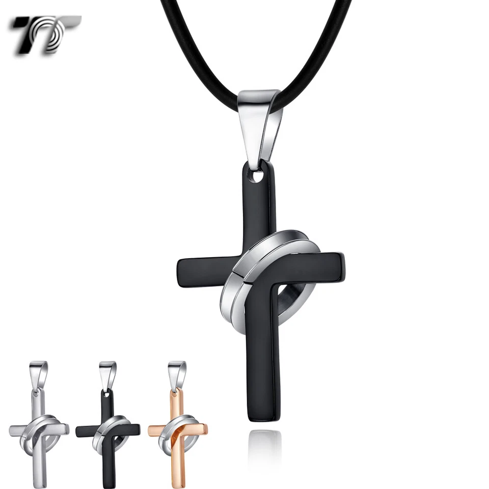 Collar Colgante Cruz Anillo Acero Inoxidable TT Calidad 3 Colores (NP301) NUEVO  Foto 1 de 1