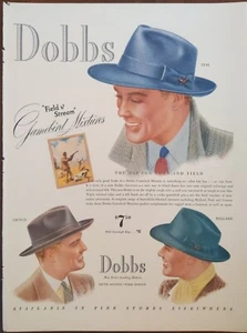 Pubblicità stampa cappello Dobbs 1939 vintage, 5th Avenue, Park Avenue migliori negozi - Foto 1 di 1