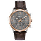 Bulova Men's Classic Quartz Chronograph Brown Leather Strap Watch 42mm 98A219