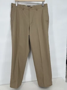 Lands End Mens Traditional Fit Khaki Flat Front Pants Sz 34 - Picture 1 of 12