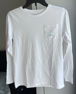 Vineyard Vines Girls XL (16) Kentucky Derby Shirt White Logo Long Sleeve Pocket - Picture 1 of 10