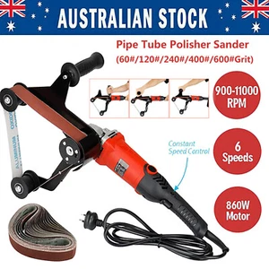860W Pipe Tube Polisher Belt Sander Grinder Metal Wood Sanding Polishing Tools - Picture 1 of 18