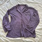 Victoria's Secret Purple Cotton M/ Long Button Up Nightie Shirt V Neck
