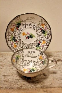1950's - ELIZABETHAN 25th Anniversary Fine Bone China Teacup & Saucer ENGLAND - Picture 1 of 4