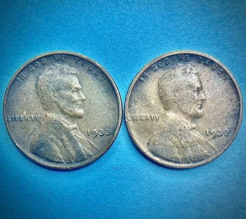 1932 + 1933 (Better Dates) Wheat Penny Cents Lot Cover