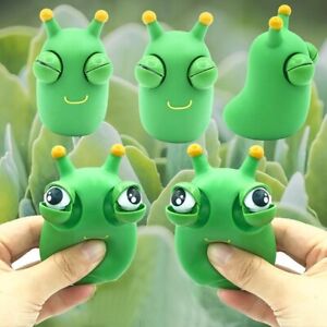 4pcs Funny Grass Worm Pinch Toy Green Bouncing Worm Squeeze Toy Christmas Gift