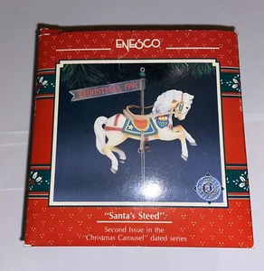 "Vintage Enesco Schatzkammer Chrismas Ornament ""Weihnachtsmann Pferd""" - Bild 1 von 5