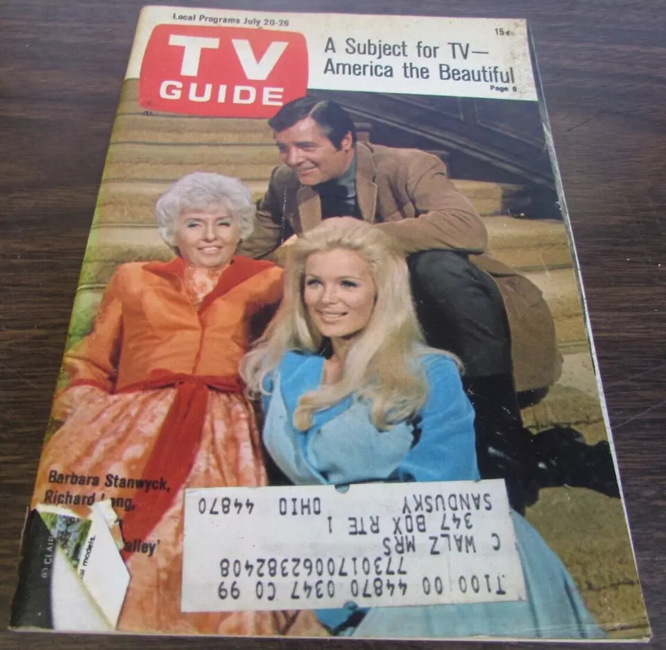 VINTAGE TV GUIDE  - JULY 20TH. 1968 - RICHARD LONG - THE BIG VALLEY - COVER- VG. - Image 1 of 1
