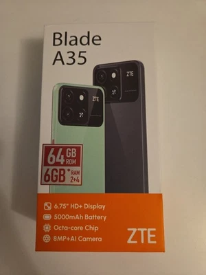 ZTE BLADE A35 4G DISPLAY 6.7" RAM 2/64GB DUAL SIM COLORE STARRY BLACK - Immagine 1 di 2