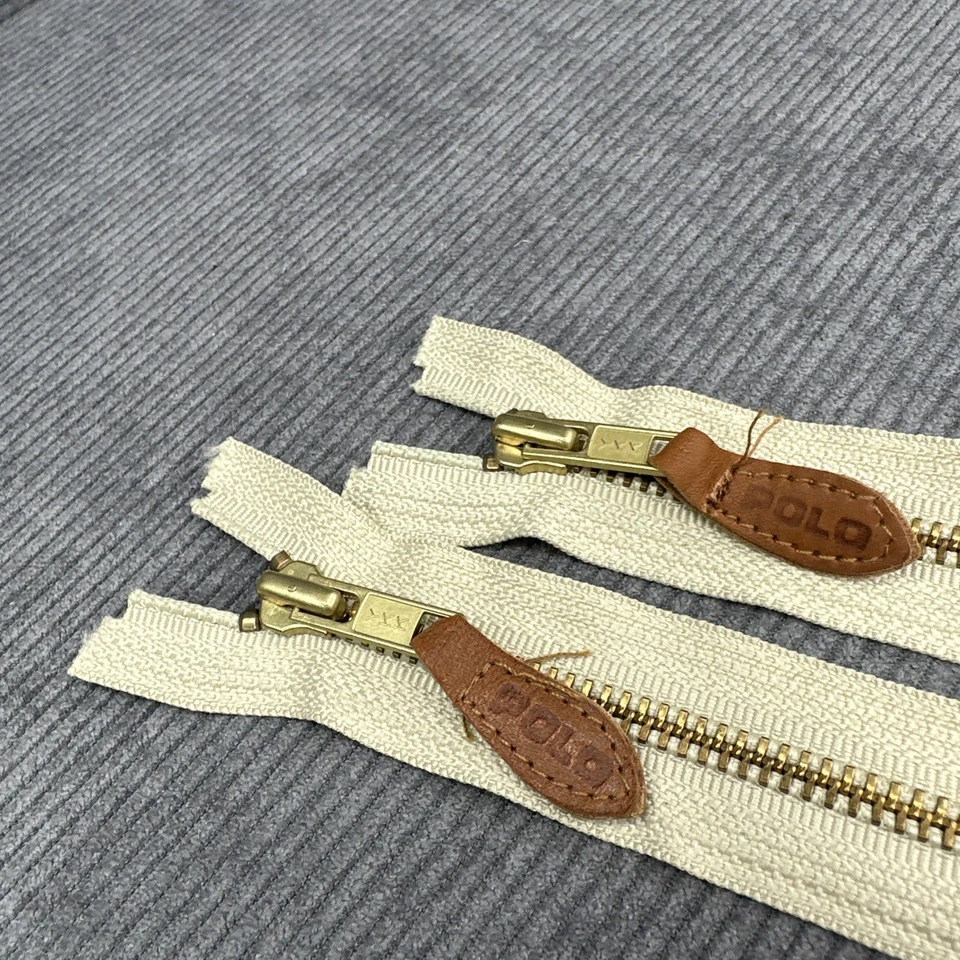 Винтажные молнии 90-х Polo Ralph Lauren 25 дюймов кожаная вкладка бежевый Ykk лот из 2 - Изображение 1 из 4