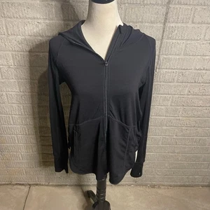 Athleta Salutation Full Zip Jacket Black Thumbholes Small - Picture 1 of 5