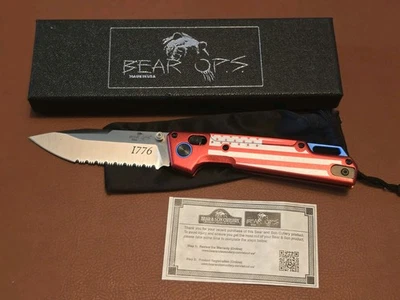 Cuchillo plegable Bear Ops Nekama dentado 1776 3,5 pulgadas 14C28N Foto 1 de 2