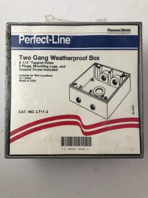 Perfect-Line Two Gang Weatherproof Box 5-1/2" Tapped Holes~2 Plugs, Mounting Lug - Image 1 of 4