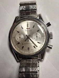 2 Button Waltham Chronograph Watch Vintage Manual Stainless Stl L1011SUB 17Jewe - Picture 1 of 14